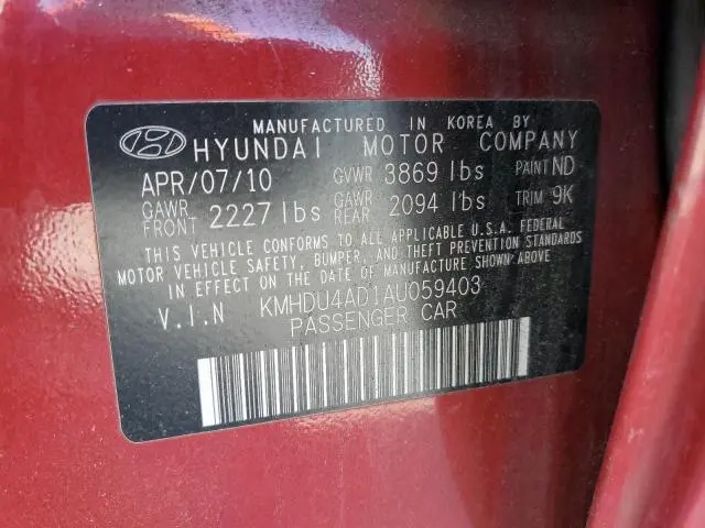 2010 HYUNDAI ELANTRA BLUE  