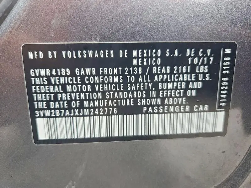 2018 VOLKSWAGEN JETTA S  