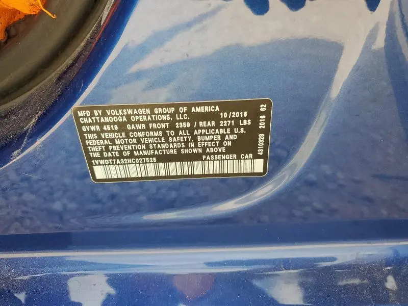 2017 VOLKSWAGEN PASSAT R-LINE  