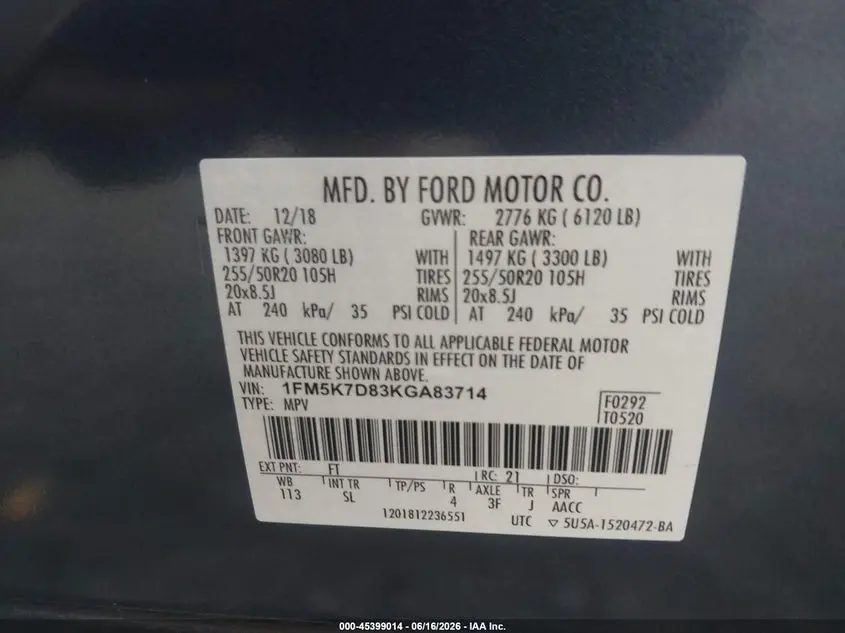 2019 FORD EXPLORER XLT