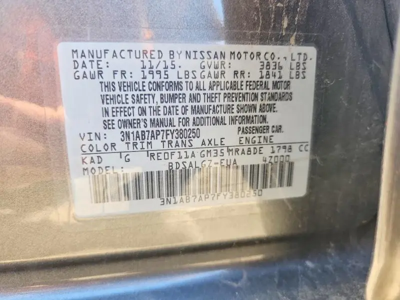 2015 NISSAN SENTRA SL  