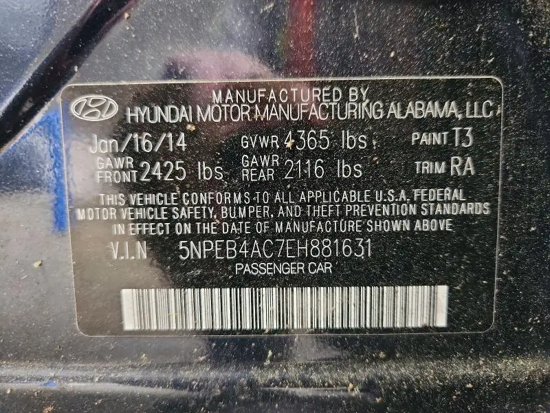 2014 HYUNDAI SONATA GLS  