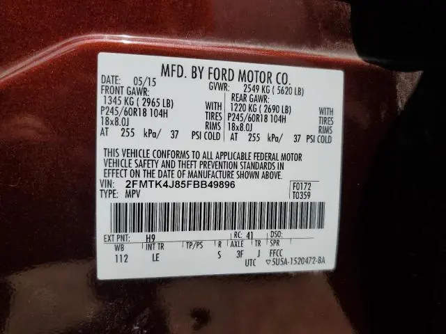 2015 FORD EDGE SEL  