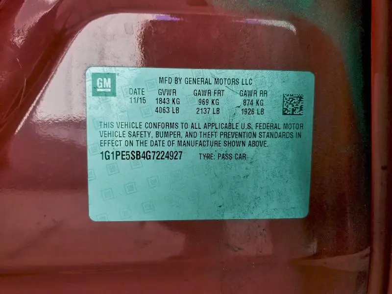 2016 CHEVROLET CRUZE LIMITED LT  