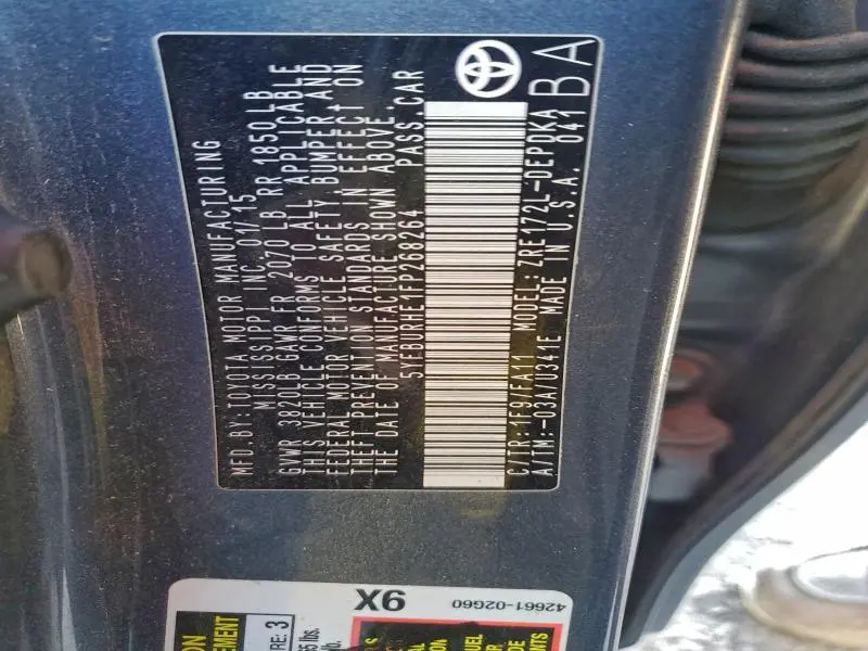 2015 TOYOTA COROLLA L  