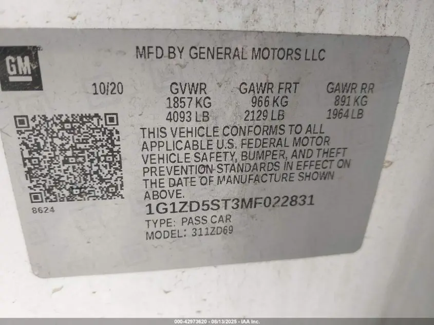 2021 CHEVROLET MALIBU FWD LT