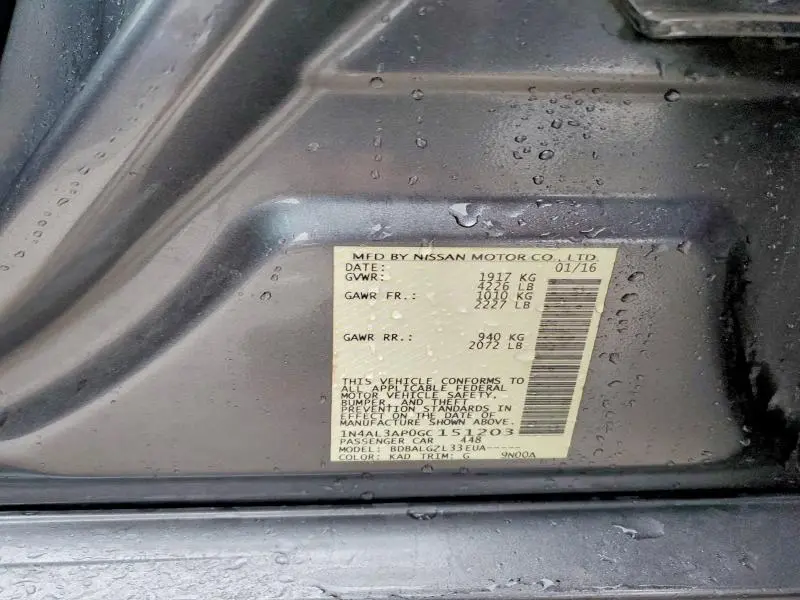 2016 NISSAN ALTIMA 2.5 S  