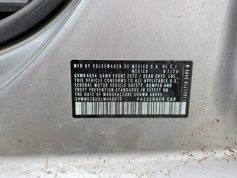 2020 VOLKSWAGEN JETTA S  