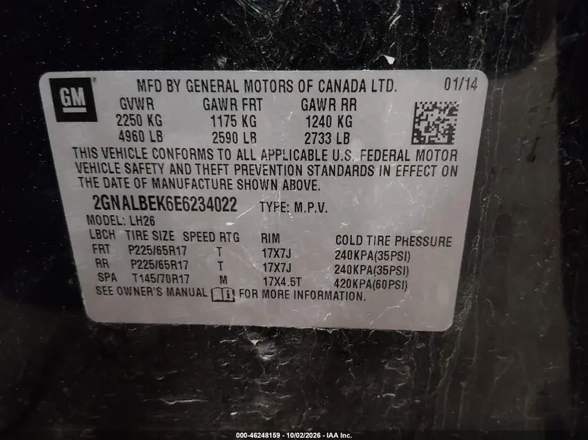 2014 CHEVROLET EQUINOX 1LT