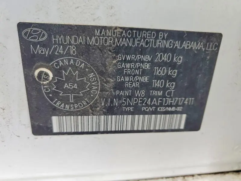2018 HYUNDAI SONATA SE  