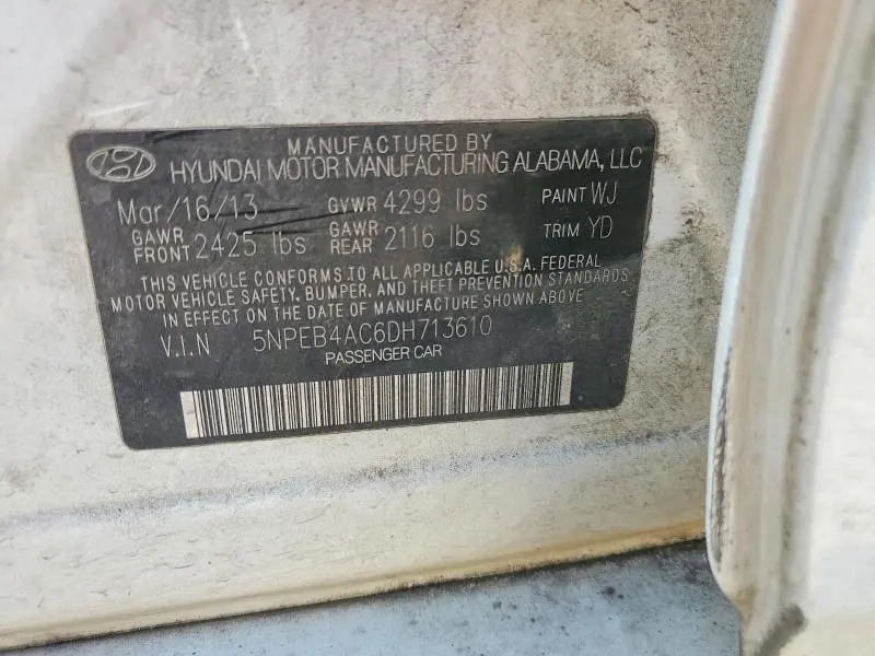 2013 HYUNDAI SONATA GLS  