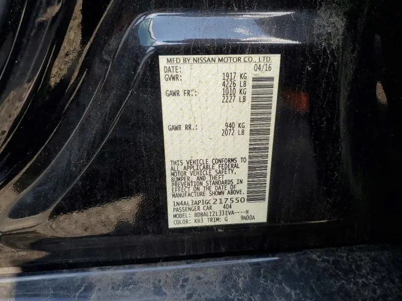 2016 NISSAN ALTIMA 2.5 SV  