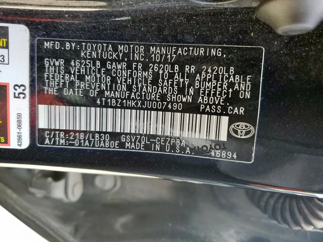 2018 TOYOTA CAMRY XSE  