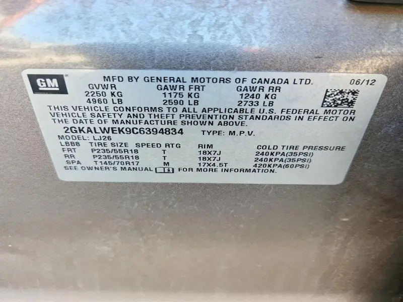 2012 GMC TERRAIN SLT  