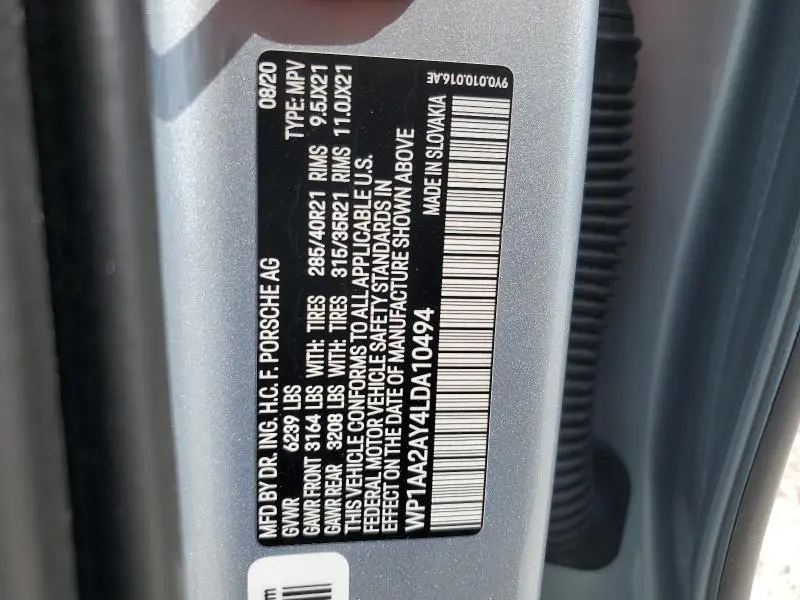 2020 PORSCHE CAYENNE   