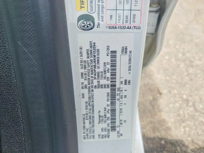 2019 FORD FIESTA SE  