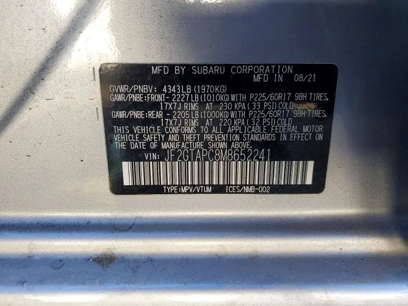 2021 SUBARU CROSSTREK PREMIUM  