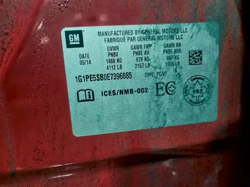 2014 CHEVROLET CRUZE LT  