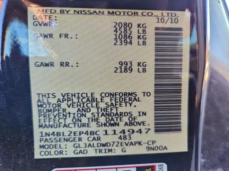 2011 NISSAN ALTIMA 3.5 SR  