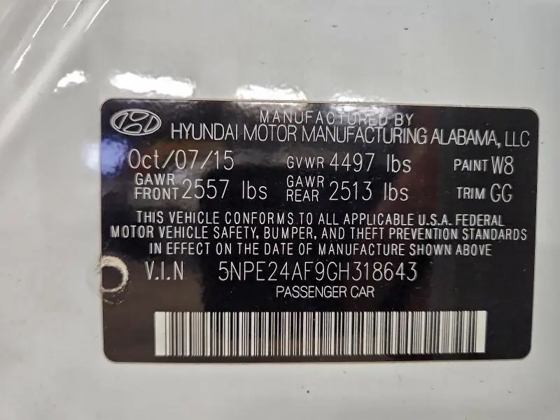 2016 HYUNDAI SONATA SE  