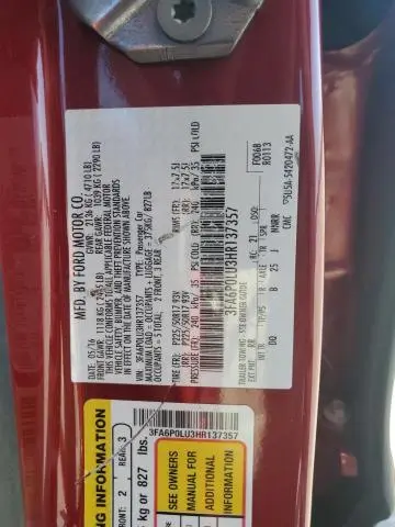 2017 FORD FUSION SE HYBRID  