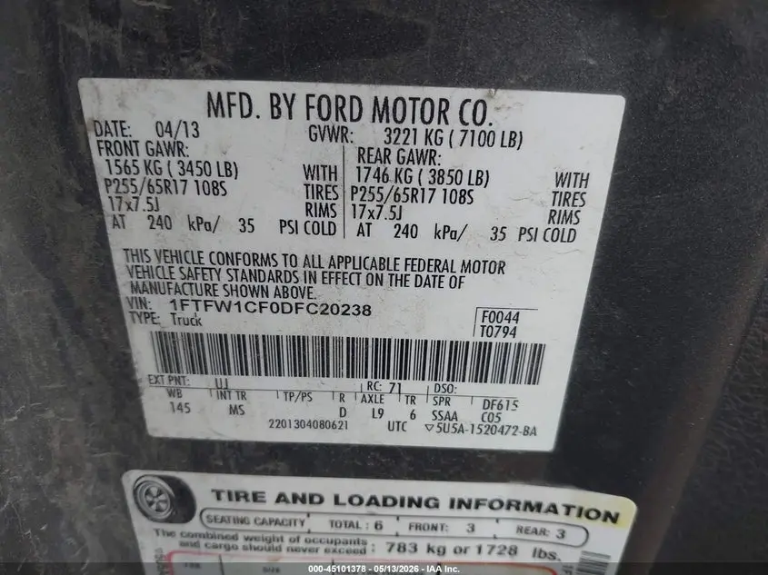 2013 FORD F-150 XLT