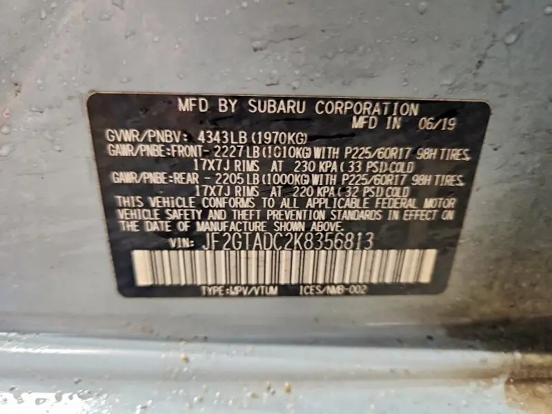 2019 SUBARU CROSSTREK PREMIUM  
