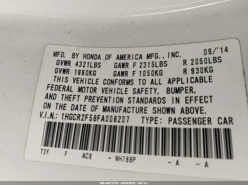2015 HONDA ACCORD SPORT