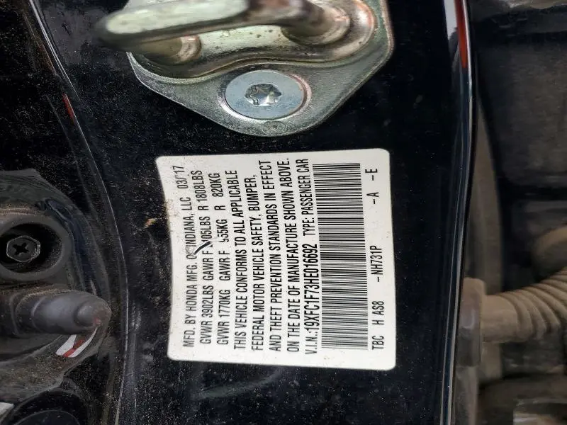 2017 HONDA CIVIC EXL  
