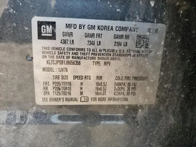 2018 CHEVROLET TRAX 1LT  