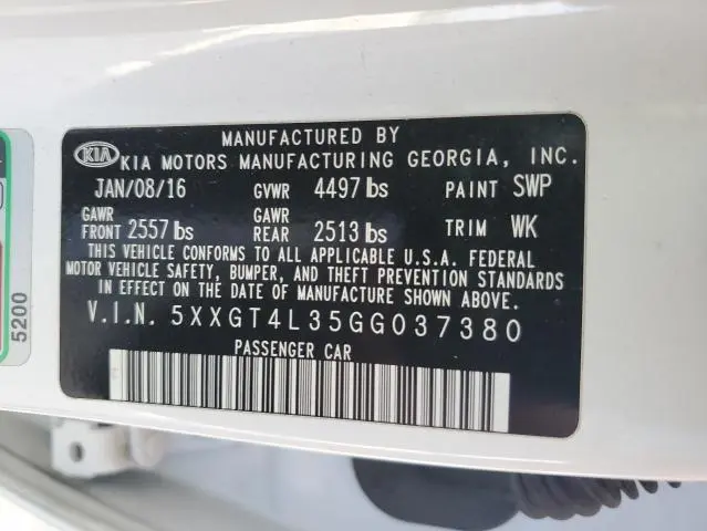 2016 KIA OPTIMA LX  