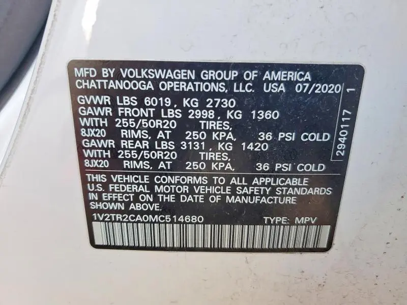 2021 VOLKSWAGEN ATLAS SEL PREMIUM  