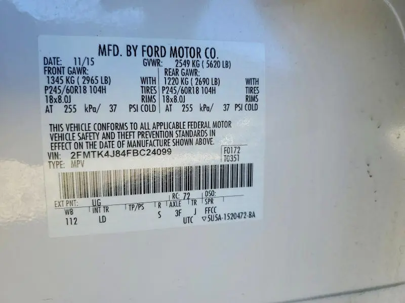 2015 FORD EDGE SEL  