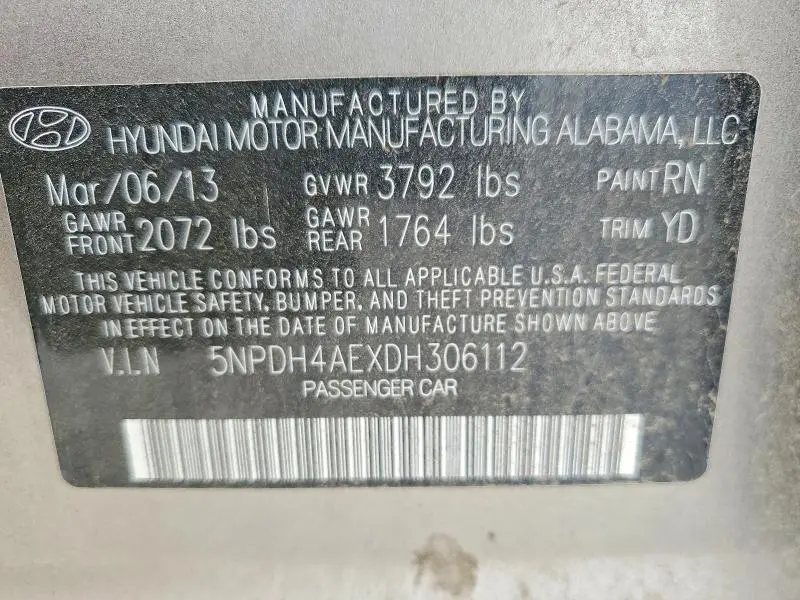 2013 HYUNDAI ELANTRA GLS  