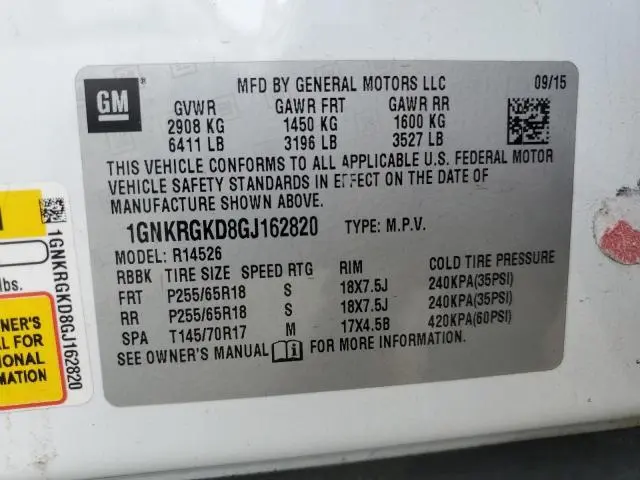 2016 CHEVROLET TRAVERSE LT  