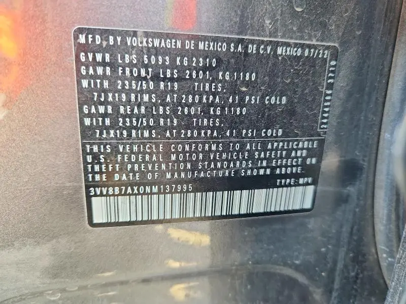 2022 VOLKSWAGEN TIGUAN SE R-LINE BLACK  