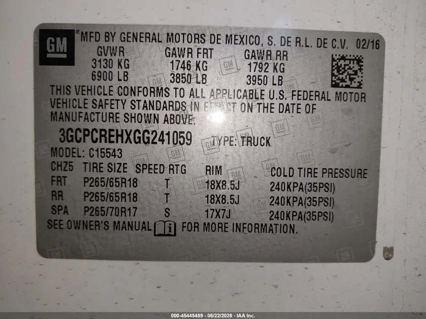 2016 CHEVROLET SILVERADO 1500 1LT