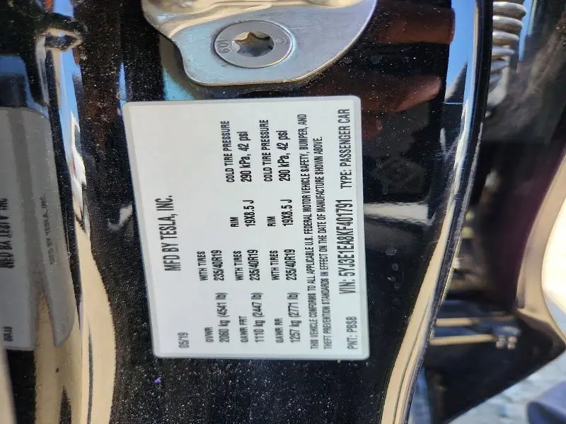2019 TESLA MODEL 3   
