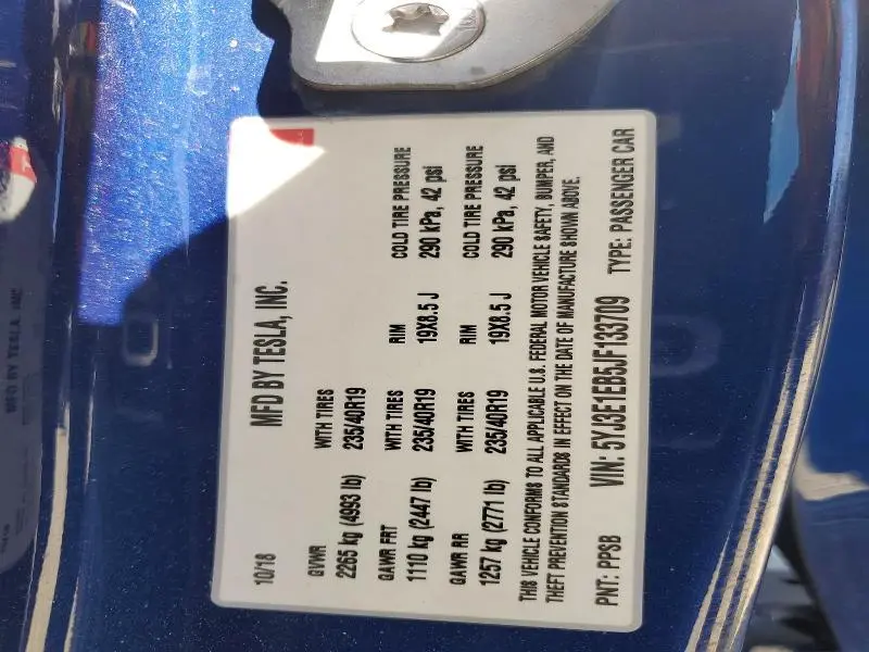 2018 TESLA MODEL 3   
