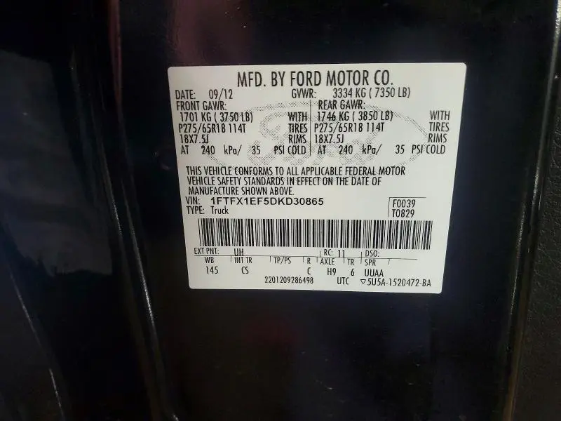 2013 FORD F150 SUPER CAB  