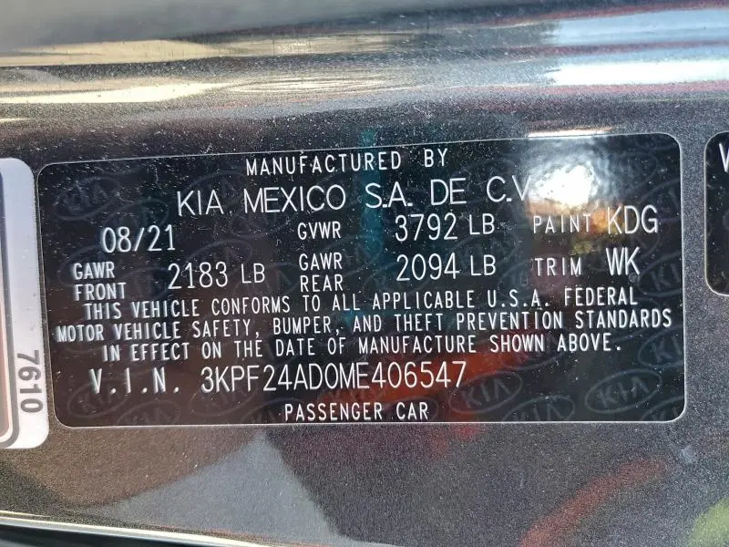 2021 KIA FORTE FE  