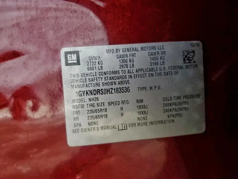 2017 CADILLAC XT5 LUXURY  