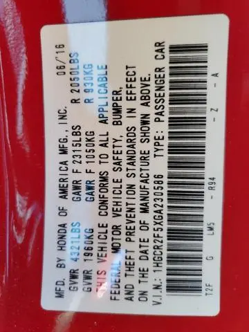 2016 HONDA ACCORD SPORT  