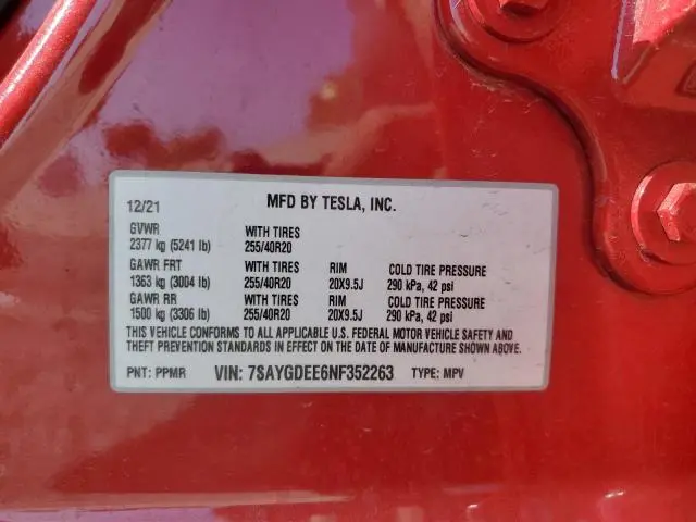 2022 TESLA MODEL Y 