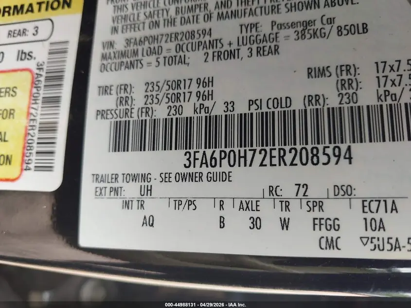 2014 FORD FUSION SE