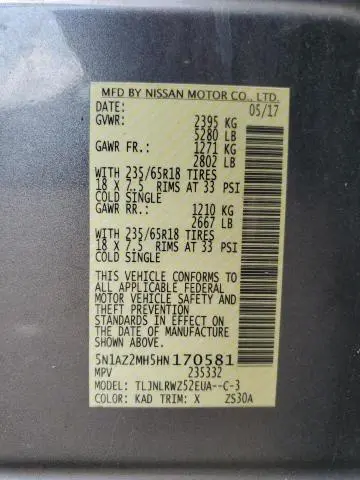 2017 NISSAN MURANO S  
