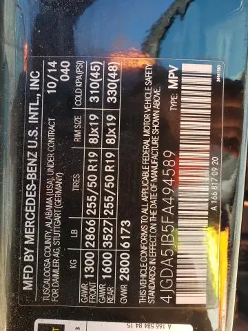 2015 MERCEDES-BENZ ML 350  