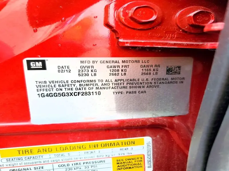 2012 BUICK LACROSSE PREMIUM  