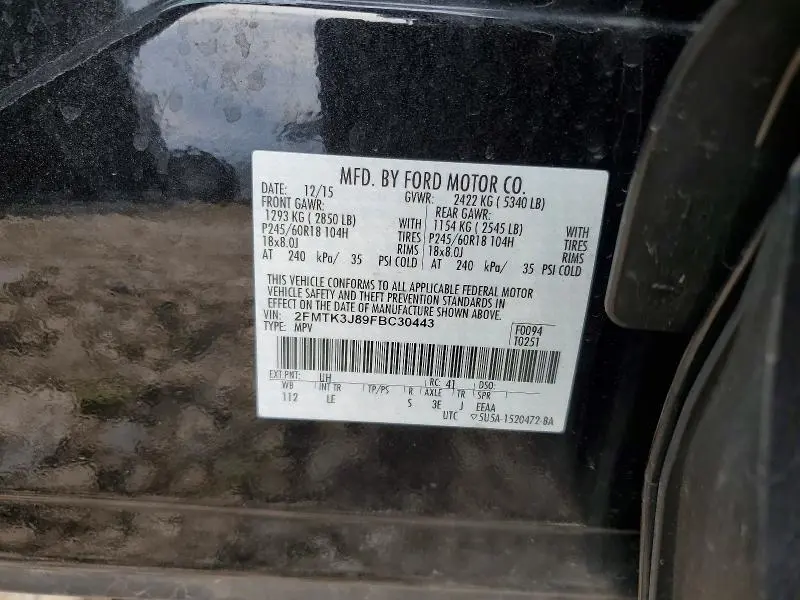 2015 FORD EDGE SEL  