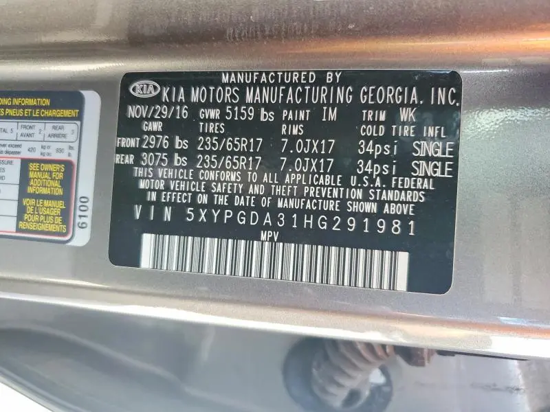2017 KIA SORENTO LX  